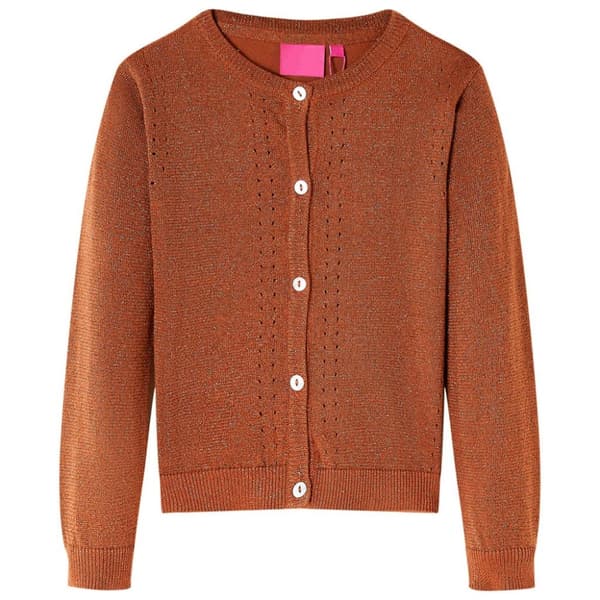 vidaXL Strikket cardigan til børn str. 128 cognacfarvet