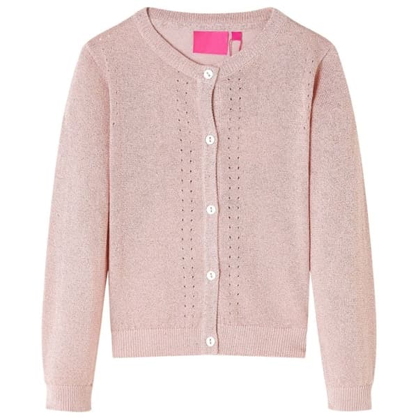 vidaXL Strikket cardigan til børn str. 116 strik lyserød