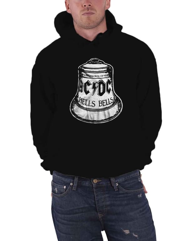 AC/DC Hoodie Hells Bells Band Logo vintage Official Mens Black Pullover