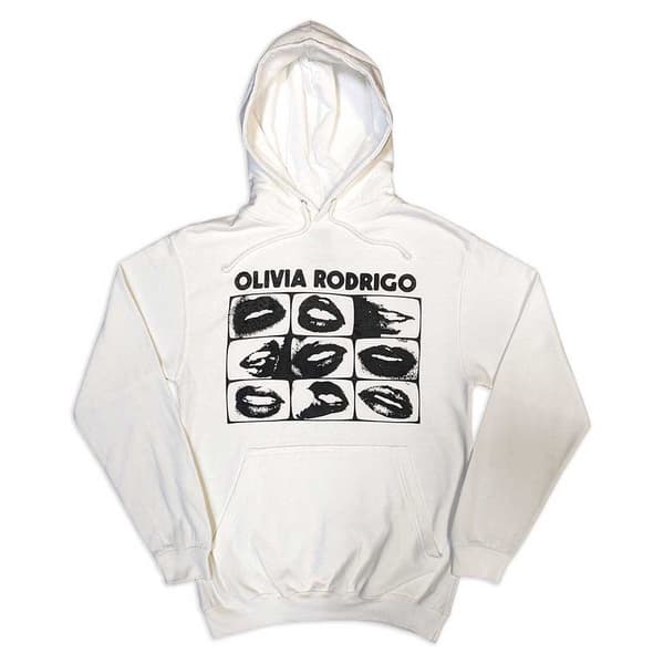 Olivia Rodrigo Threshold Lips Grid Pullover Hoodie White S