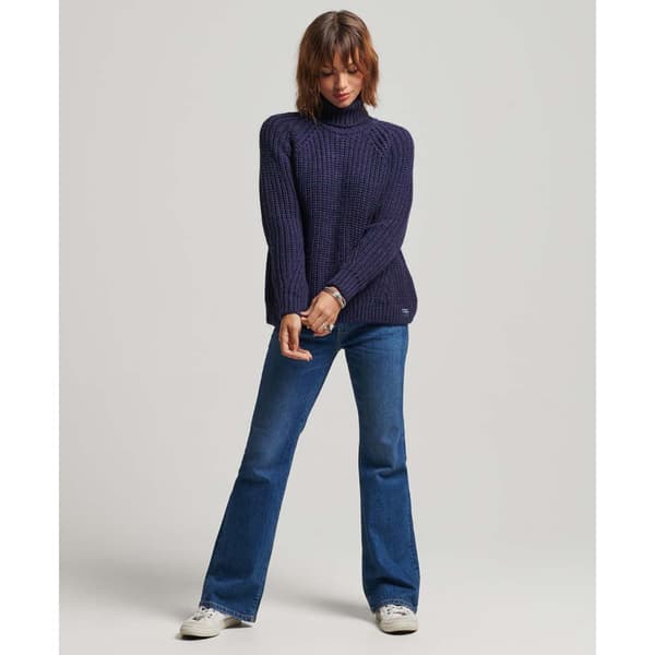 Superdry Sweater Slouchy Stitch Roll Neck Blå XS Kvinde