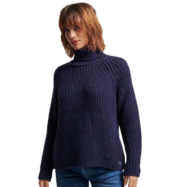Superdry Sweater Slouchy Stitch Roll Neck Blå XS Kvinde