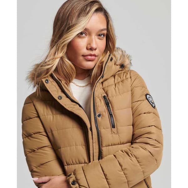 Superdry Takki Super Long Line Fuji Beige XS Nainen