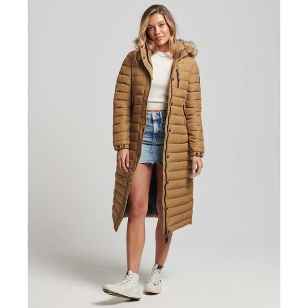 Superdry Takki Super Long Line Fuji Beige XS Nainen