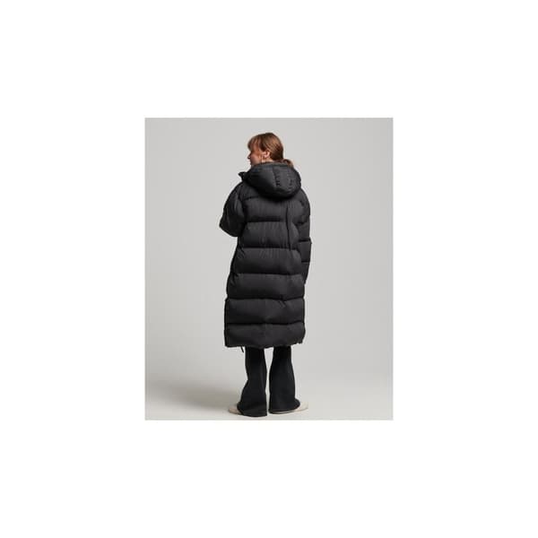 Superdry Puffer Jakke Longline Sort XL Kvinde