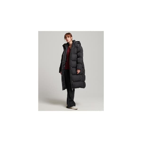Superdry Puffer Jakke Longline Sort XL Kvinde