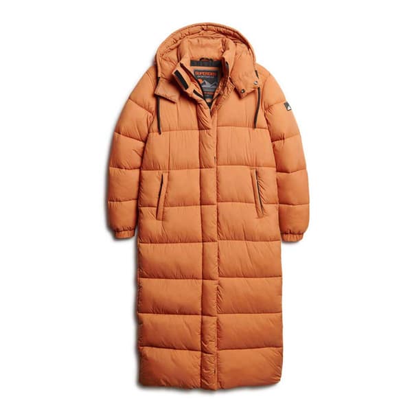 Superdry Pufferjacka Ripstop Longline Brun M Kvinna