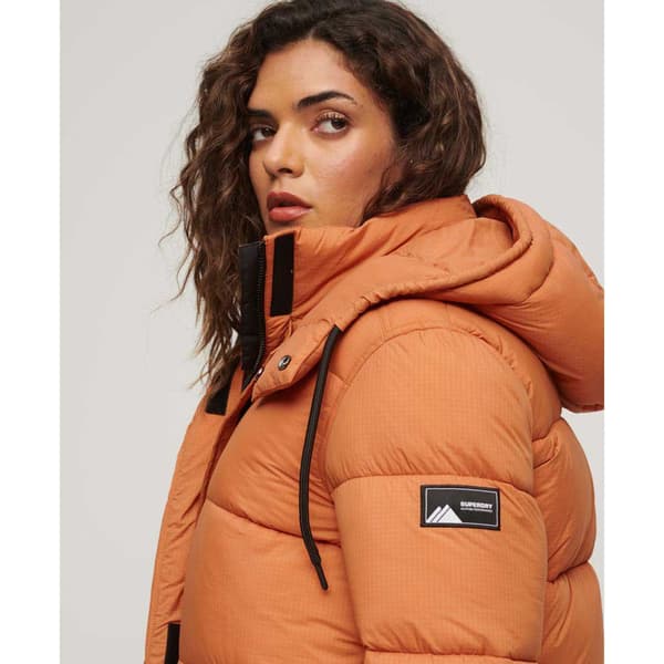 Superdry Pufferjacka Ripstop Longline Brun M Kvinna