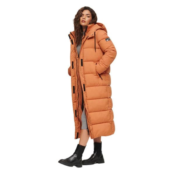Superdry Pufferjacka Ripstop Longline Brun M Kvinna