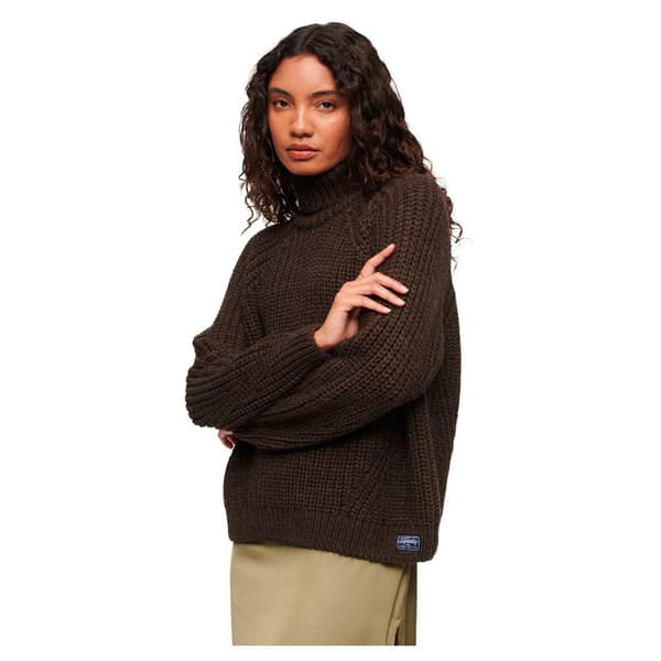 Superdry Tröja Slouchy Stitch Roll Neck Brun XS Kvinna