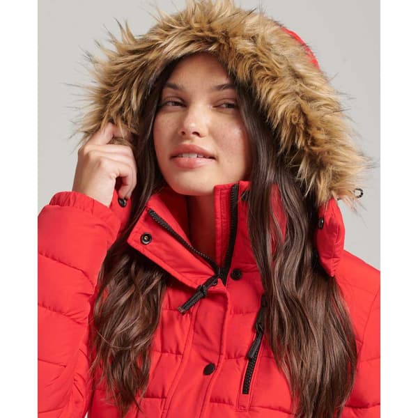 Superdry Jacka Classic Faux Fur Fuji Röd M Kvinna