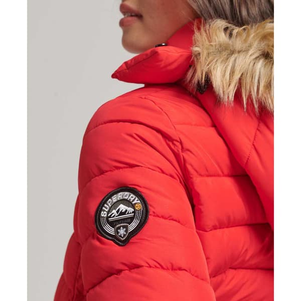 Superdry Jacka Classic Faux Fur Fuji Röd M Kvinna