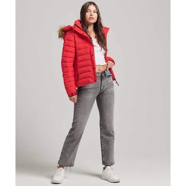 Superdry Jacka Classic Faux Fur Fuji Röd M Kvinna