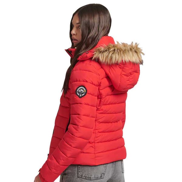 Superdry Jacka Classic Faux Fur Fuji Röd M Kvinna