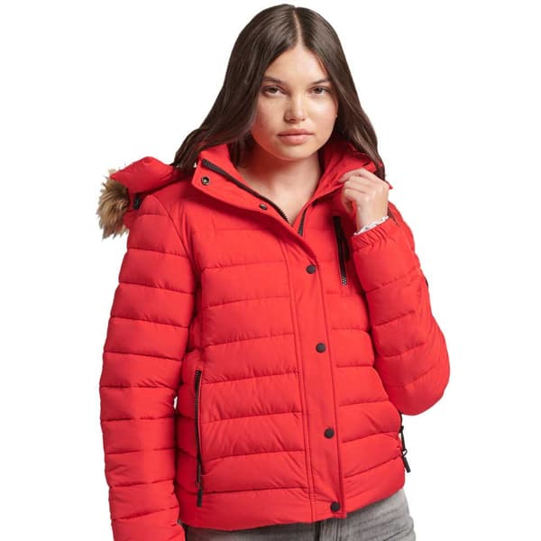 Superdry Jacka Classic Faux Fur Fuji Röd M Kvinna