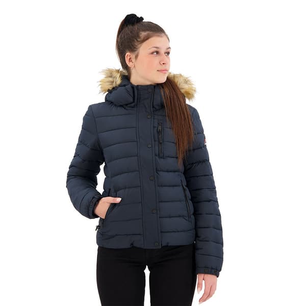 Superdry Fuji-jakke I Imiteret Pels Classic Blå XS Kvinde