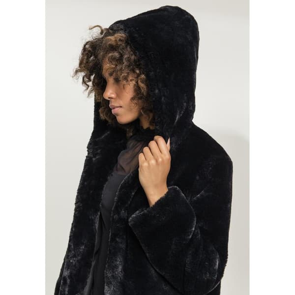 Urban Classics Teddy Med Hætte Coat Sort S Kvinde