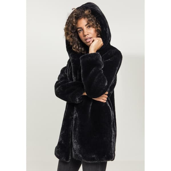 Urban Classics Teddy Med Hætte Coat Sort S Kvinde