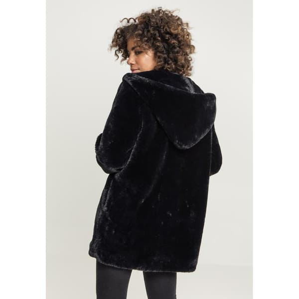 Urban Classics Teddy Med Hætte Coat Sort S Kvinde