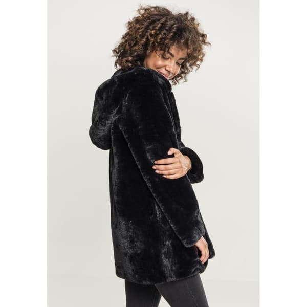 Urban Classics Teddy Med Hætte Coat Sort S Kvinde