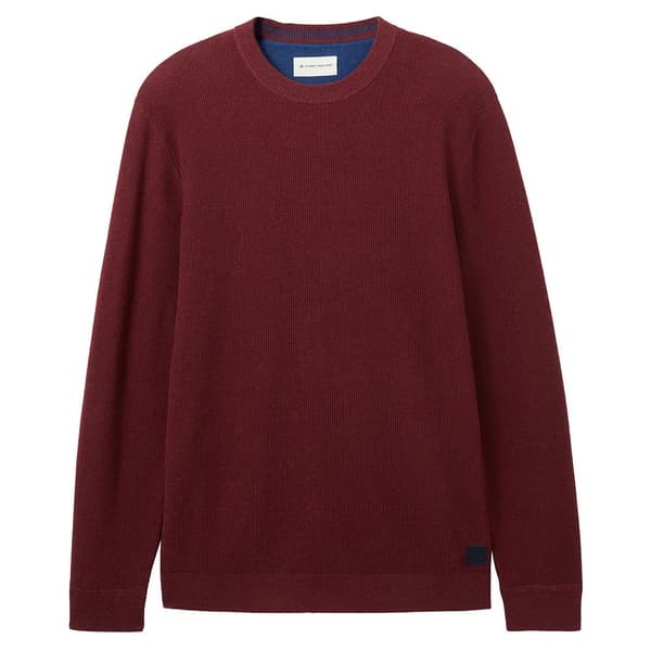 Tom Tailor Besætning Hals Sweater 1038612 Structured Knit Rød 2XL Mand