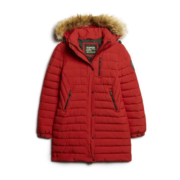 Superdry Pufferjacka Fuji Mid Length Röd XS Kvinna