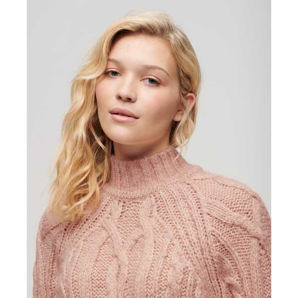 Superdry Tröja High Neck Cable Rosa M Kvinna