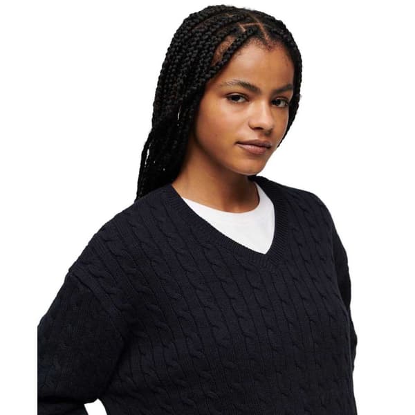 Superdry Tröja Med V-ringning Oversized V Cable Blå S-M Kvinna