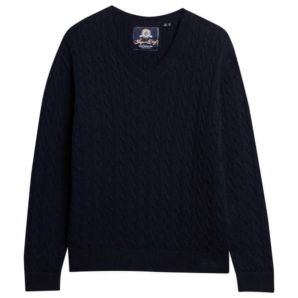 Superdry Tröja Med V-ringning Oversized V Cable Blå S-M Kvinna