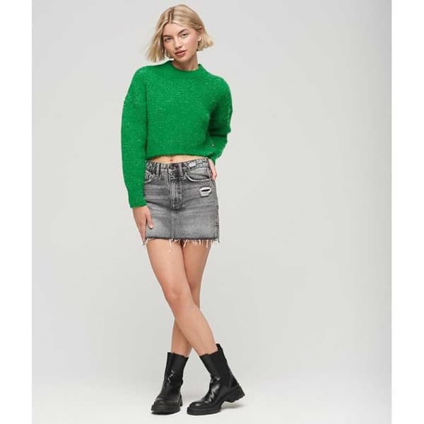Superdry Pyöreäpääntie Neule Vintage Textured Crop Vihreä M Nainen