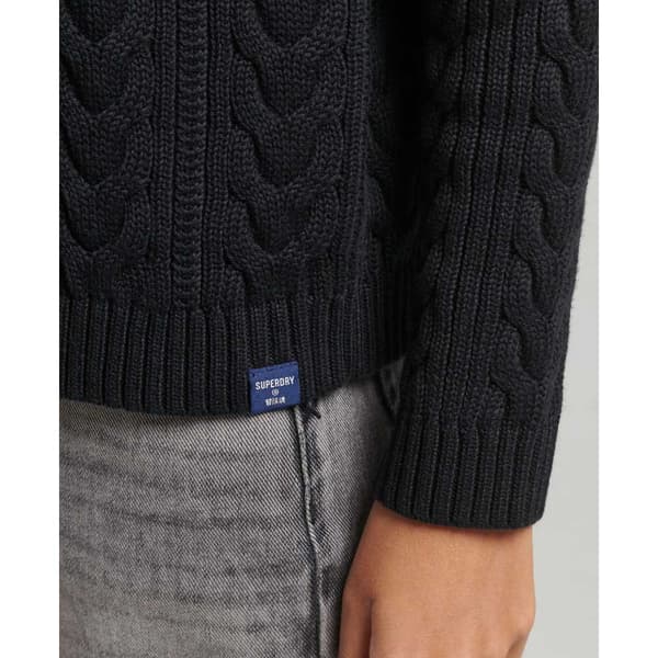 Superdry Drop Shoulder Cable Roll Neck Musta XS Nainen