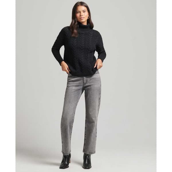 Superdry Drop Shoulder Cable Roll Neck Musta XS Nainen