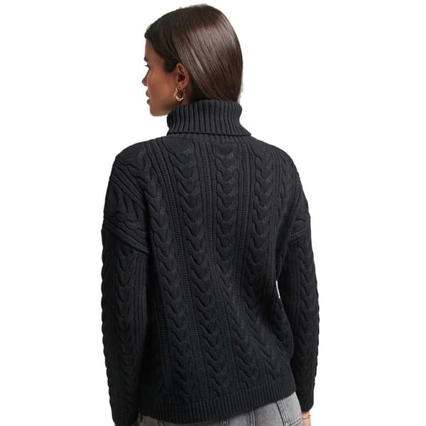 Superdry Drop Shoulder Cable Roll Neck Musta XS Nainen