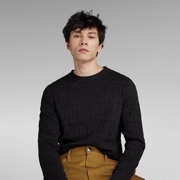 G-star Besætning Hals Sweater Table Structure R Sort S Mand