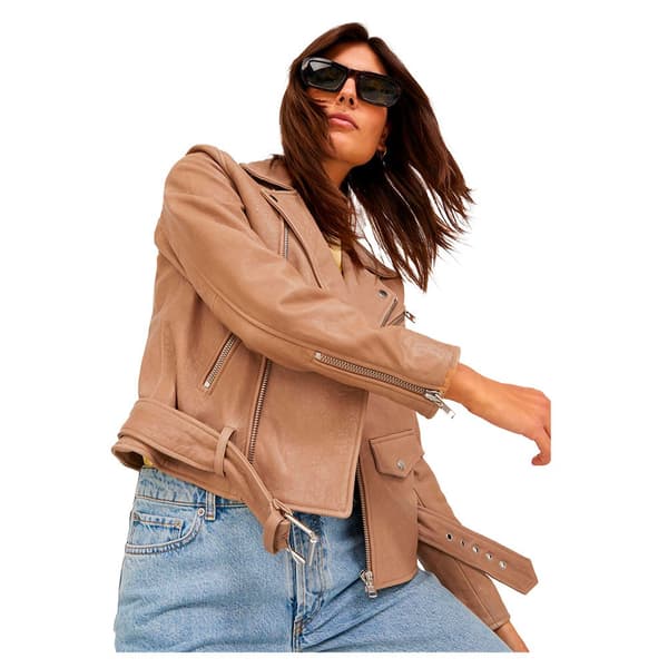 Jack & Jones Læderjakke Holly Biker Beige L Kvinde