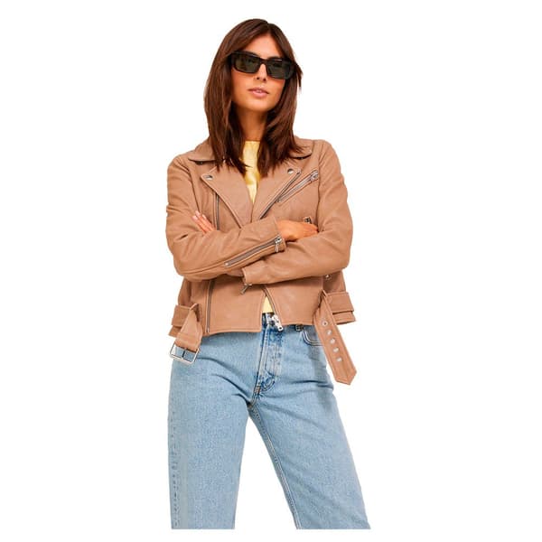 Jack & Jones Læderjakke Holly Biker Beige L Kvinde