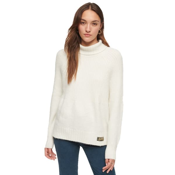 Superdry Tröja Med Rund Hals Essential Rib Beige,Vit XL Kvinna