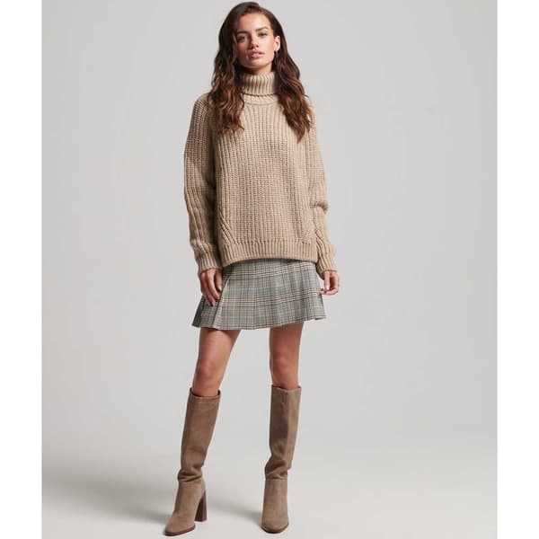 Superdry Sweater Slouchy Stitch Roll Neck Beige XL Kvinde