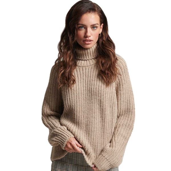 Superdry Tröja Slouchy Stitch Roll Neck Beige XL Kvinna
