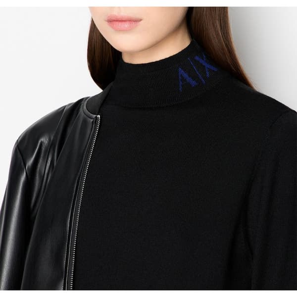 Armani Exchange Mock Neck Tröja 6rym1k_yme3z Svart S Kvinna