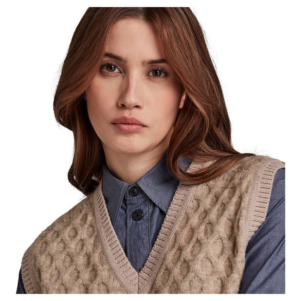 G-star Sweater Cable Spencer Beige L Kvinde
