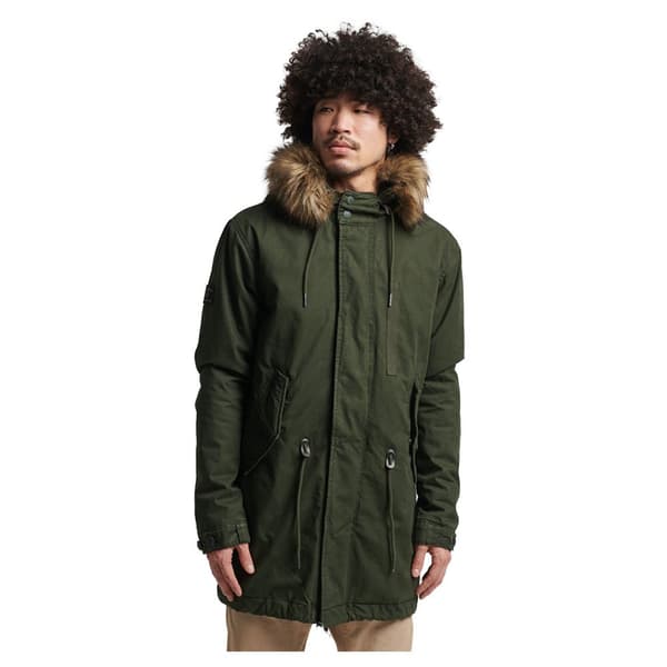 Superdry Jacka Vintage Miltry Faux Fur Grönt L Man
