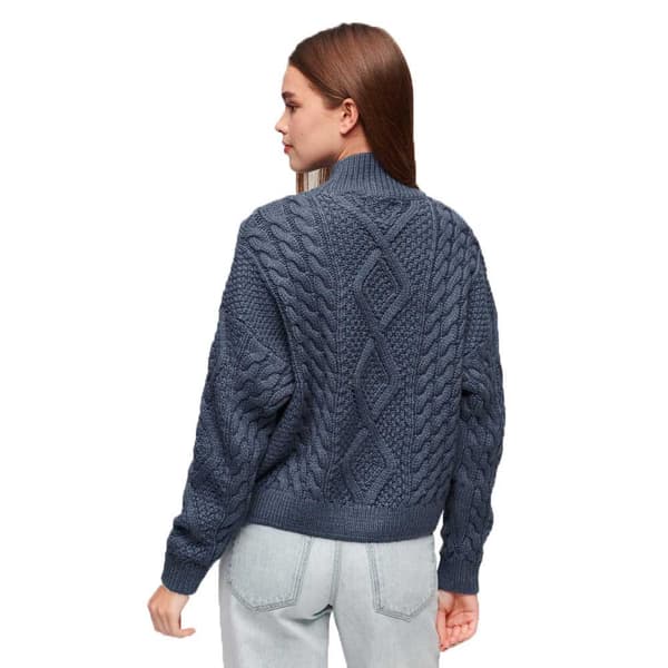 Superdry Polotröja Aran Cable Knit Blå M Kvinna