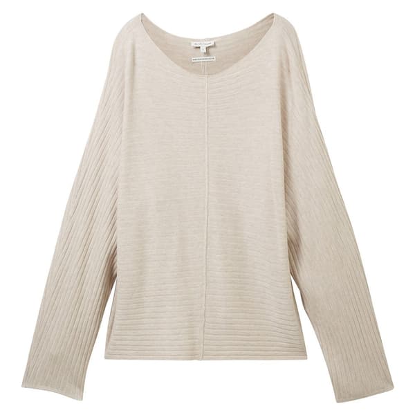 Tom Tailor Villapaita 1037737 Knit Structured Batwing Beige M Nainen
