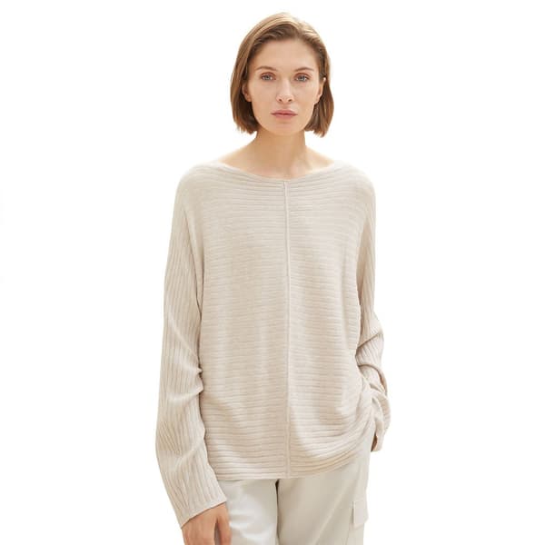 Tom Tailor Villapaita 1037737 Knit Structured Batwing Beige M Nainen