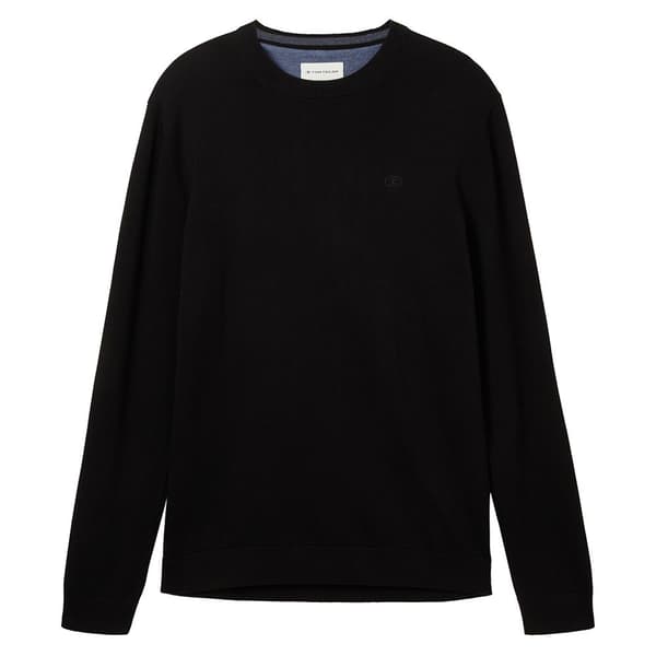 Tom Tailor Besætning Hals Sweater 1038426 Basic Knit Sort L Mand