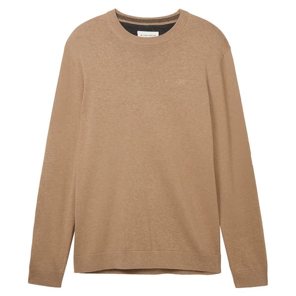 Tom Tailor Besætning Hals Sweater 1038426 Basic Knit Beige S Mand