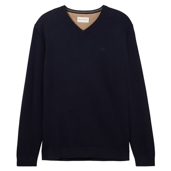 Tom Tailor V-aukkoinen Pusero 1038427 Basic Knit Sininen S Mies