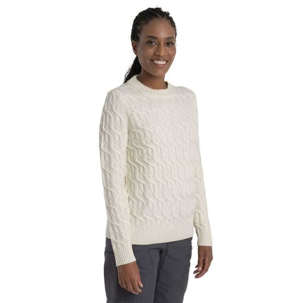 Icebreaker Tröja Med Rund Hals Cable Knit Merino Beige L Kvinna