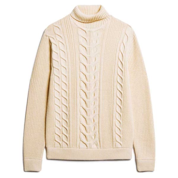 Superdry Tröja Med Rullehals Merchant Cable Beige M Man